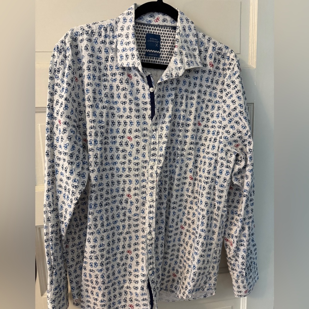 Essex Crossing Men’s Cotton Button Shirt w/ Bicycle Pattern Mint Condition, Sz L